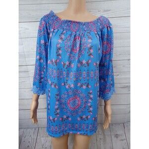 Southern Stitch Shirt Southern Stitch floral Floral Blue Sz M Boho NWT